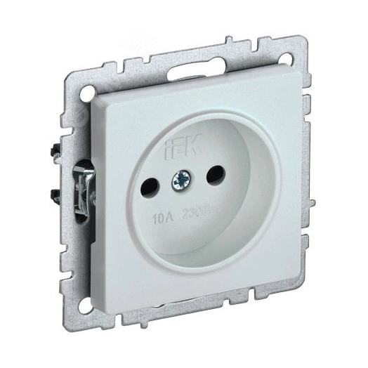 BRITE Розетка 1 пост без заземления с защитными шторками 10А РСш10-2-БрЖ жемчуг IEK