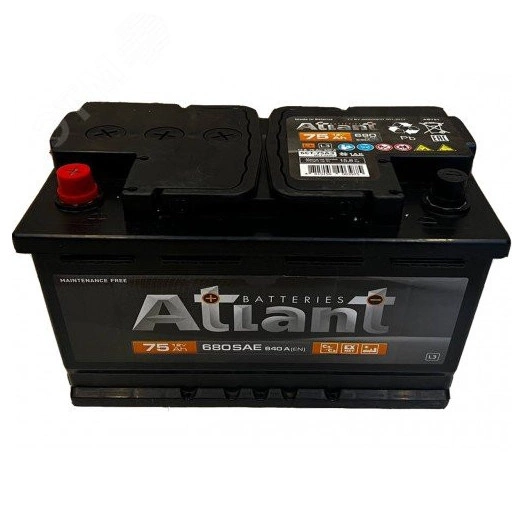 Аккумулятор автомобильный ATLANT Black 75Ah L+