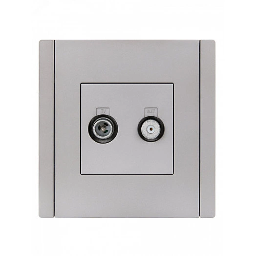 FORTE&PIANO Розетка двойная TV+SAT FP538 сталь IEK