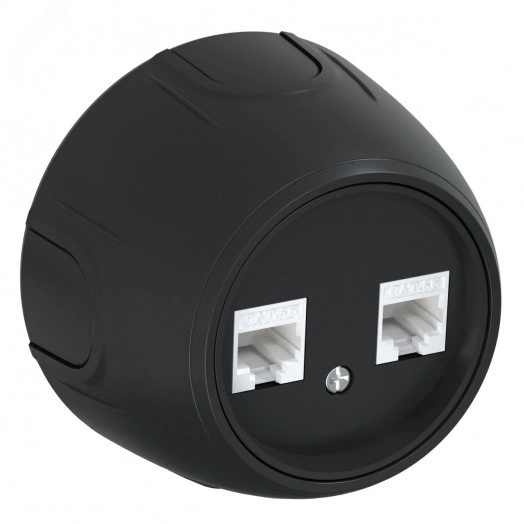 Розетка двойная компьютерная RJ45 кат.5e  Rotondo, цвет черный