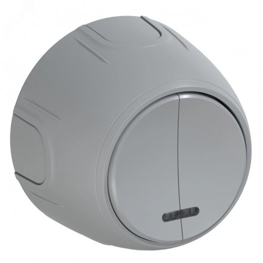 Выключатель двойной  Rotondo с подсветкой, цвет серый