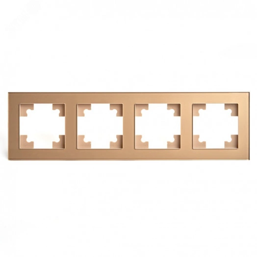 Рамка четырехместная горизонтальная, стекло, Катрин, золото Stekker