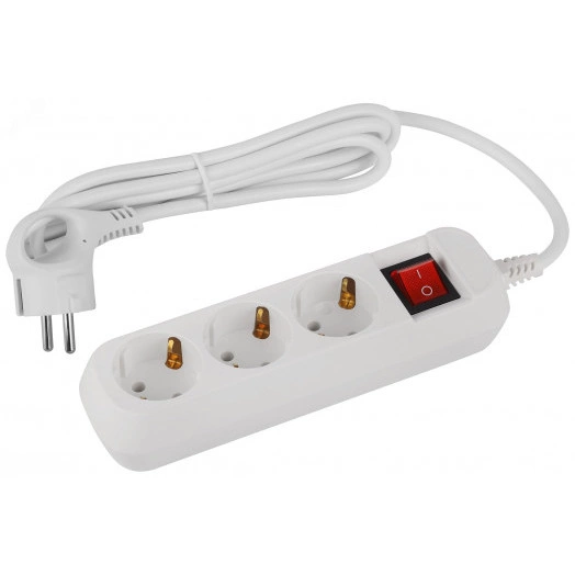 Удлинитель электрический 3 розетки с заземлением с выключателем 1,5м ПВС 3x1мм2 UDL-16-315-ES Greenline ЭРА