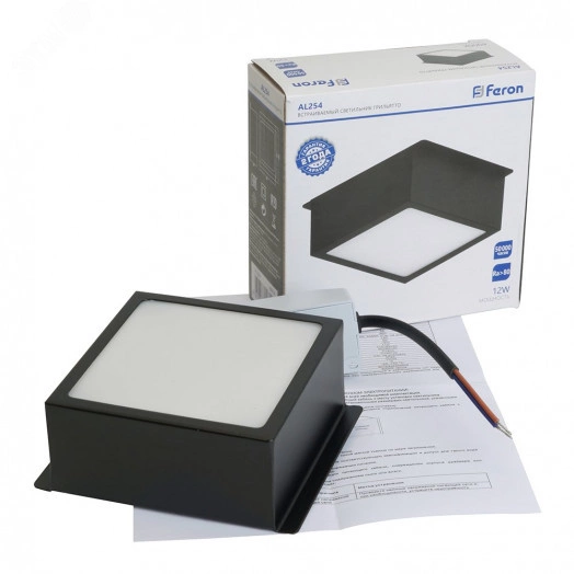 Светильник светодиодный ДВО-12w 6500К 960Лм черный Грильятто