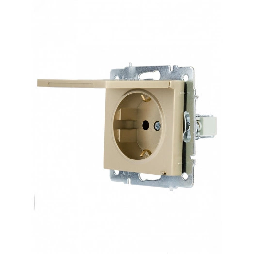 VESNA Розетка с/з с крышкой ПБТ золото
