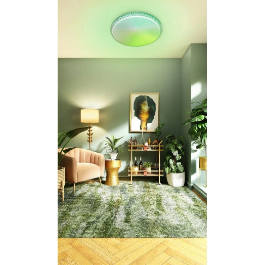 Светильник светодиодный ДБО-75 настенно-потолочный управляемый MYSTERY RGB 230В 3000-6500K 6000Лм 495x85мм с RGB подсветкой