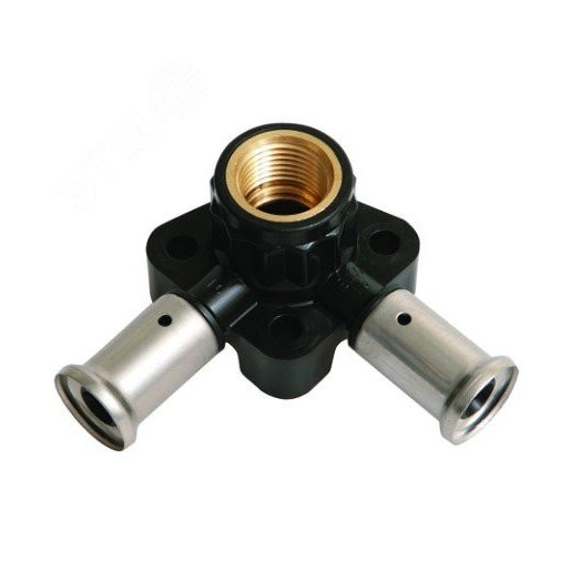 Водорозетка пресс 20х1/2'ВРх20 угловая 40мм, ПВДФ с черной заглушкой