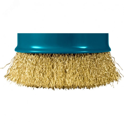 Щетка проволочная чашечная X-lock (d75 мм, толщина проволоки 0,3 мм, гофрированная, латунь)