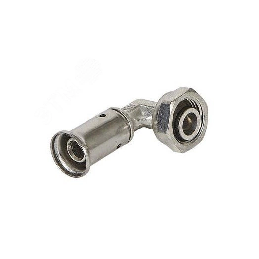 Угольник ВР 16x1/2 90 град., для подключения скрытых туалетных баков, пресс, латунь