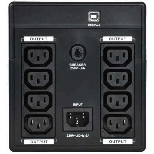 Источник бесперебойного питания Line-interactive 1000 ВА/600 Вт, фаза 1/1, LCD дисплей, с АКБ 2х7AH, USB