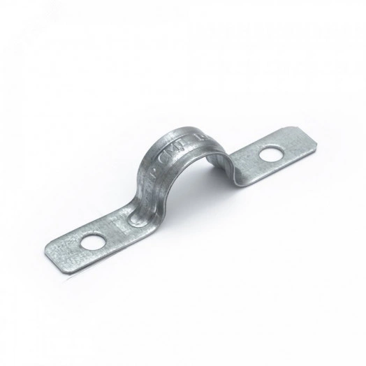 Скоба металлическая двухлапковая усиленная противопожарная СМДУ d19-20 мм отв. d 6,5 мм (100 шт/уп)