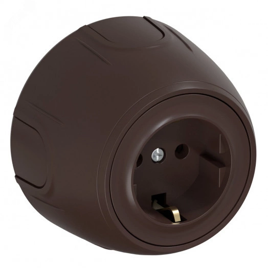 Розетка с заземлением  Rotondo, винтовые контакты, цвет коричневый