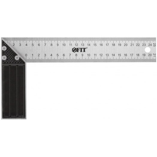 Угольник столярный, рифленая шкала, алюминиевое основание 250 мм