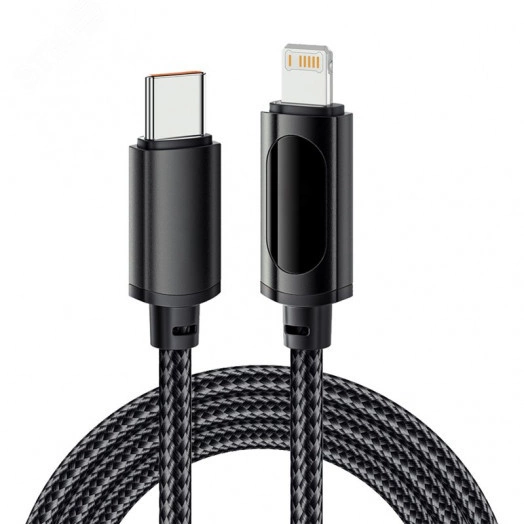 Кабель USB Type-C - Lightning для Apple, 3А, 1м, черный