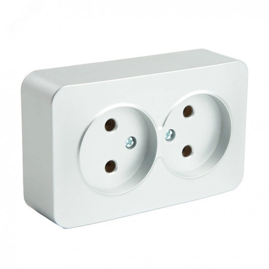 Розетка двухместная б/з 250В 10А серия София серебро STEKKER