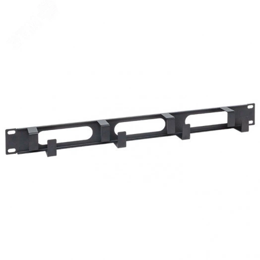 Органайзер кабельный TERACOM 1U 4 кольца с окнами металлический чёрный