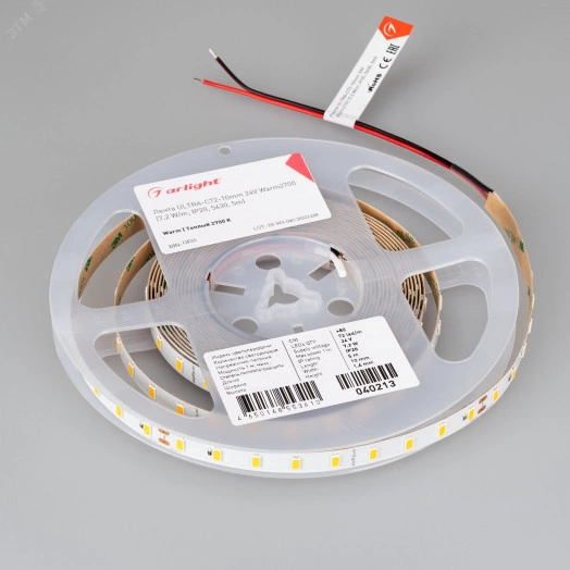 Лента ULTRA-C72-10мм 24V Warm2700 (7.2 W/m, IP20, 5630, 5м) (высок.эфф.200 лм/Вт)