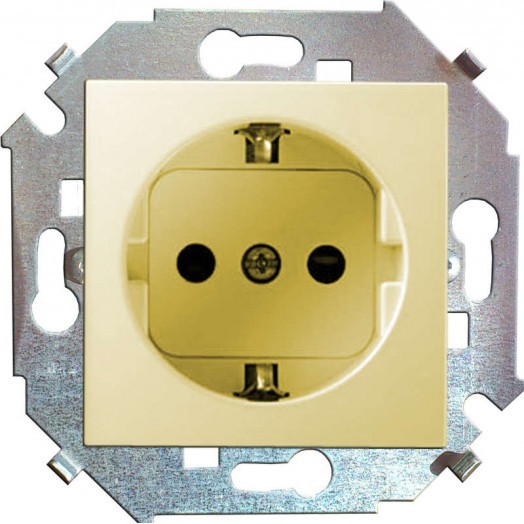 Механизм розетки 1-м СП Simon15 16А IP20 250В с заземл. Schuko защ. шторки винт. клеммы сл. кость Simon 1591443-031