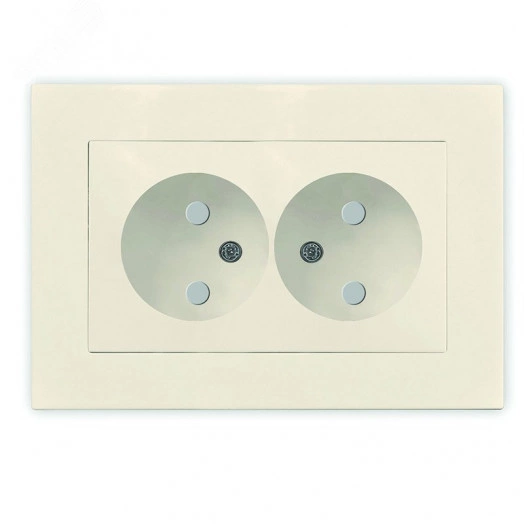 Розетка двухместная UNIVersal серия Афина б/з, с/у, з/ш, 16А, 220В, слоновая кость (ivory) (еврослот), механизм