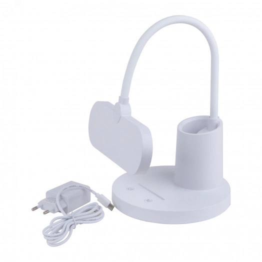 Светильник настольный светодиодный с подставкой под канцелярские принадлежностиUЛм-D603 10W/3000-6000K/DIM WHITE Сенсорный выключатель Диммер белый