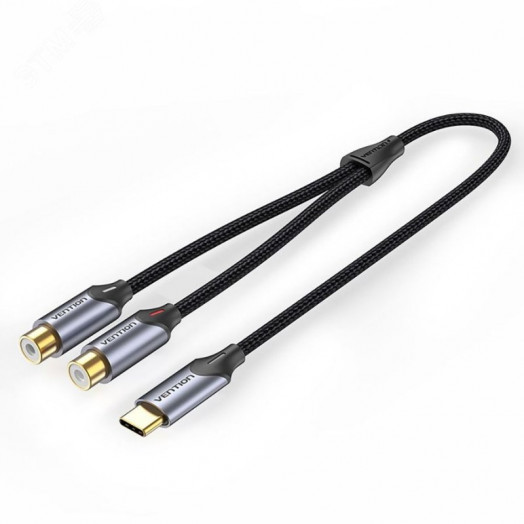 Переходник - разветвитель USB-C M на 2RCA F, 1 м.