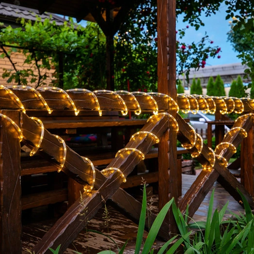 Гирлянда светодиодная Дюралайт 50м С контроллером Теплый Провод черный ULD-D50 50M/С08 IP44 WARM WHITE