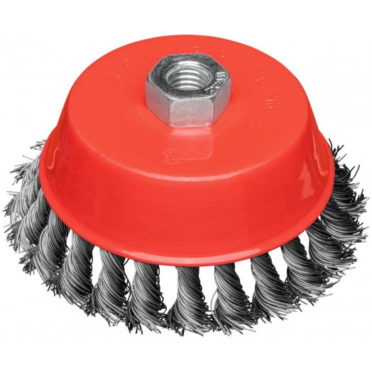 Корщетка-чашка, гайка М14, стальная витая проволока 125 мм, блистер