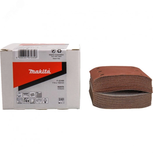 Шлифовальная бумага 93х102 мм, K240, красная, (50 шт)