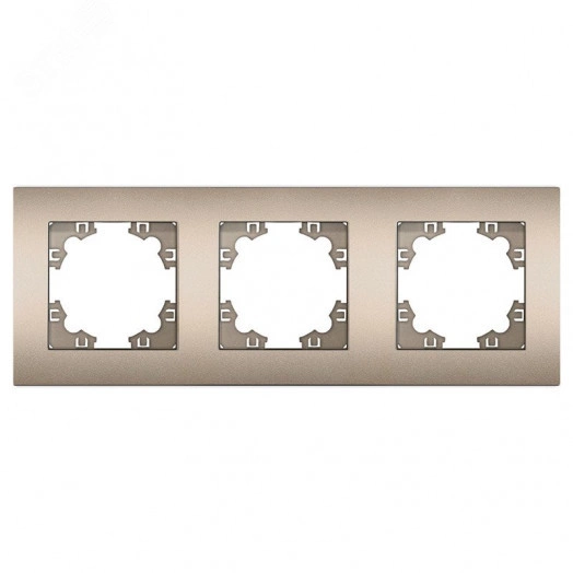 Рамка трехместная горизонтальная Афина шампань (еврослот)