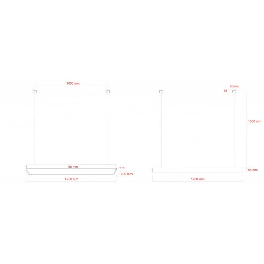 Светильник LED белый подвесной драйвер внутри 40Вт 4000К 4500Лм IP40 1200х200х60 Geometria SPO-112-W-40K-040 Block