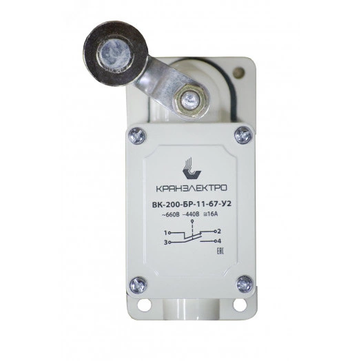 Выключатель концевой ВК-200-БР-У2-МТ рычаг с      роликом, ход влево, cамовозврат, IP67, ступ 2 без сальника