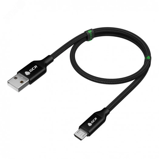 Кабель Micro USB, 0.5 м., AL черный нейлон, быстрая зарядка