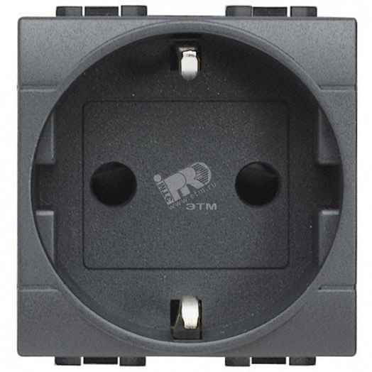 LivingLight Розетка силовая 2К+З с автоматическими клеммами антрацит