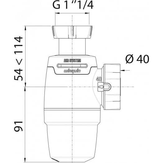 Сифон NEO AIR для раковины без выпуска 1'1/4 х 40 мм