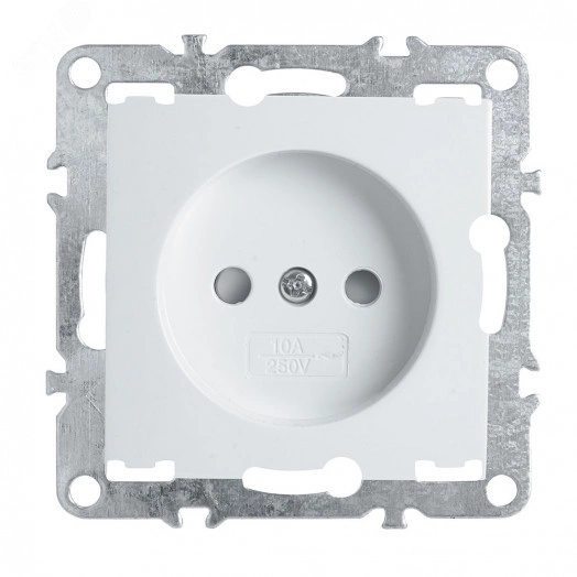 Розетка одноместная (механизм) б/з,с защитной шторкой,250В, 10А,  серия Эрна, белый Stekker