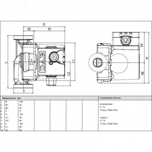 Насос циркуляционный VA 65/180X (1 1/4') M 230/50 с мокрым ротором без частотного регулирования