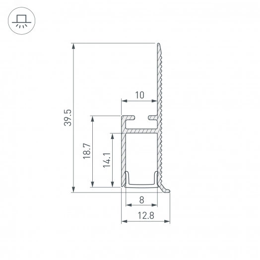 Профиль WALL-FANTOM-W10-2000 ANOD (Алюминий)
