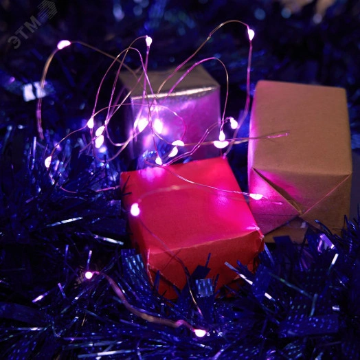 Гирлянда линейная LED розовый 2м от батареек