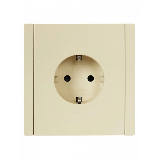 FORTE&PIANO Розетка 1-местная с заземлением с защитными шторками винтовое крепление 16А FP415 ваниль IEK