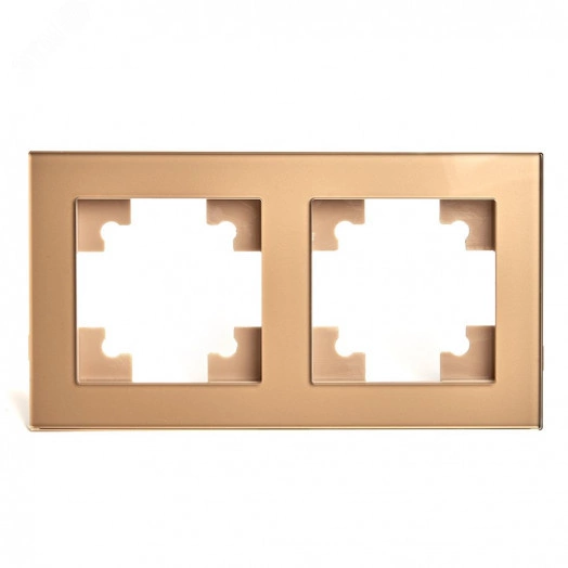 Рамка двухместная горизонтальная, стекло, Катрин, золото Stekker