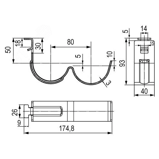 Угол CPO 45 горизонтальный 45° 150х35, в комплекте с крепежными элементами и соединительными пластинами, необходимыми для монтажа
