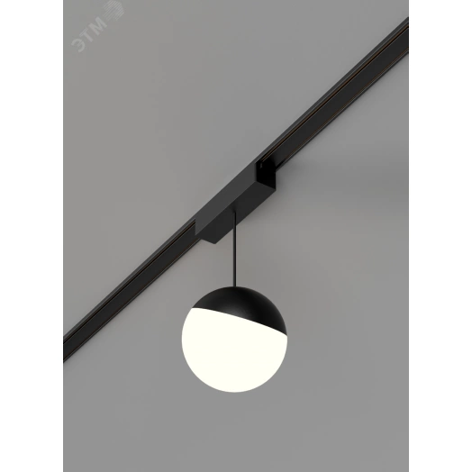Светильник светодиодный трековый подвесной Sphere d100 для магнитной системы Galakti 122x100x223 мм 6 Вт 3000 K RAL9004 черный CRI>93