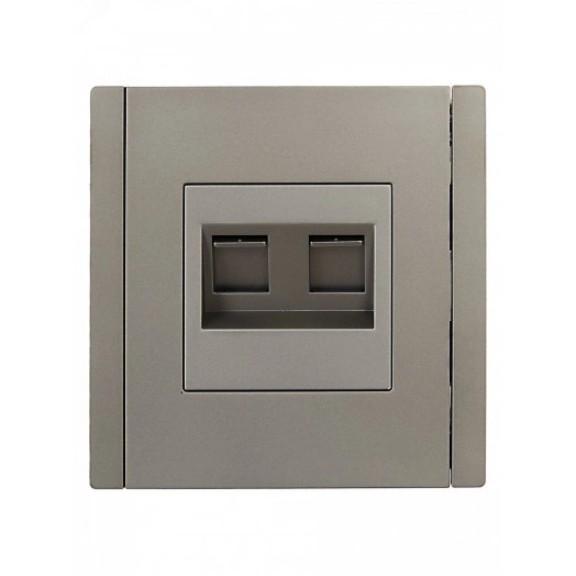 FORTE&PIANO Розетка двойная RJ11+RJ45 кат.5E FP535 сталь IEK