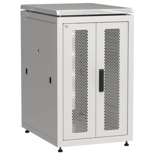 Шкаф напольный сетевой 19' LINEA N 18U 600х800мм передняя распашная перфорированная дверь задняя перфорированная серый