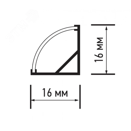 Профиль PAL 1616 (комплект) угловой 2м анодированный для светодиодной ленты