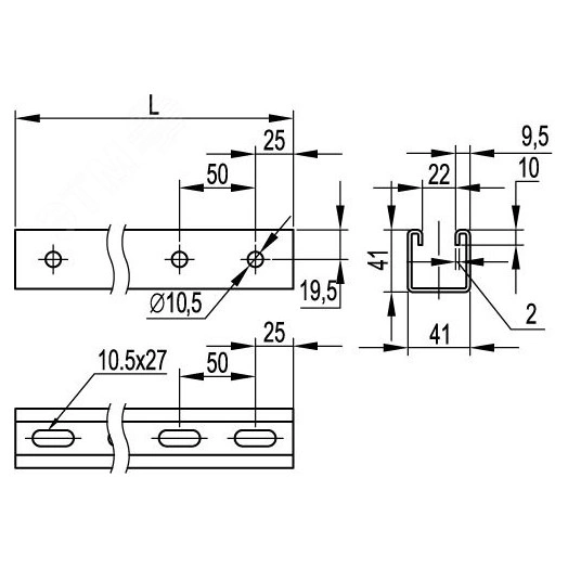 Клемма проходная, винтовой зажим, 2 точки подключения, 240 кв.мм, серая