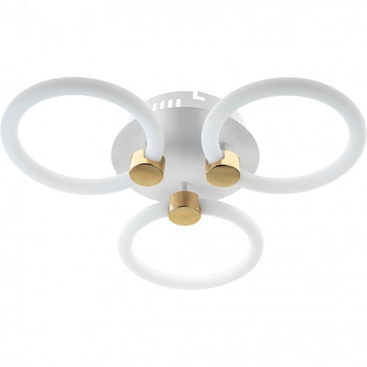Люстра потолочная светодиодная диммируемая, OTTIMO, Алиса, с ДУ, 3 режима, 405x375x90мм, 2700K/4200K/6400K, 66Вт, 30м,  белый/золото, 51611 2, Ritter