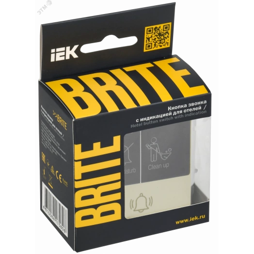 BRITE Кнопка звонка с индикацией для отелей 10А ВС10-1-9-БрКр бежевый IEK