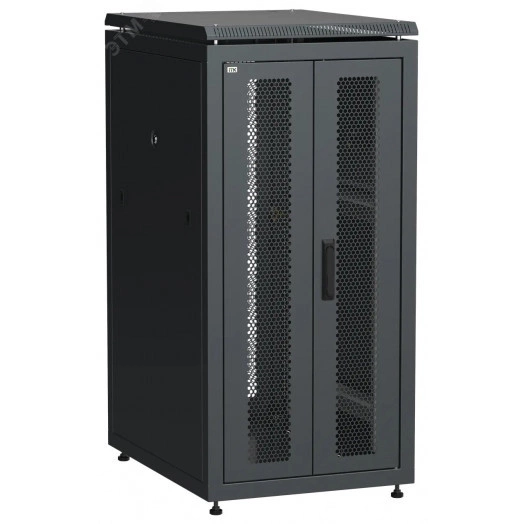 Шкаф напольный сетевой 19' LINEA N 24U 600х800мм передняя распашная перфорированная дверь задняя перфорированная черный