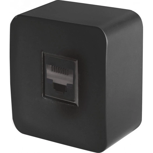 Розетка компьютерная одноместная RJ-45 серия София черный матовый STEKKER